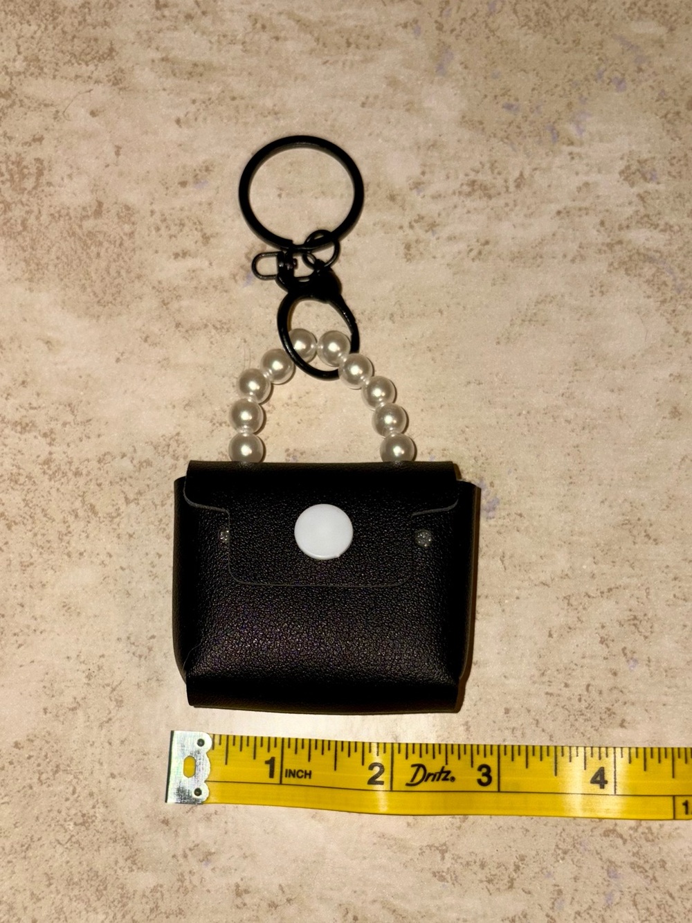 NWOT-Black Mini Purse Keychain with Pearl Handle-Purse Charm